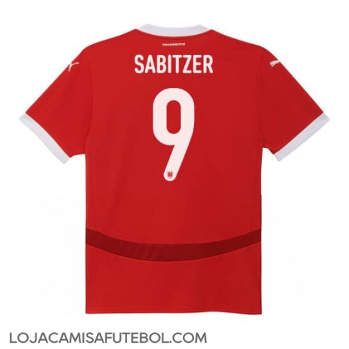 Camisa de Futebol Áustria Marcel Sabitzer #9 Equipamento Principal Europeu 2024 Manga Curta